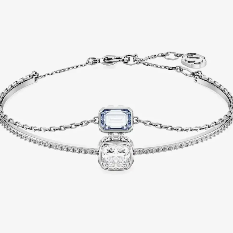 Stilla Blue Mixed Cuts Rhodium Plated Bangle 5668244 (M)