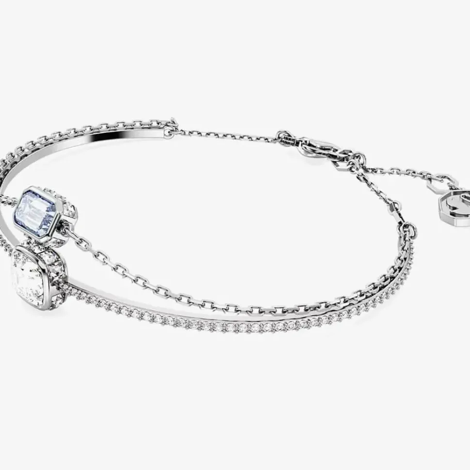 Stilla Blue Mixed Cuts Rhodium Plated Bangle 5668244 (M)