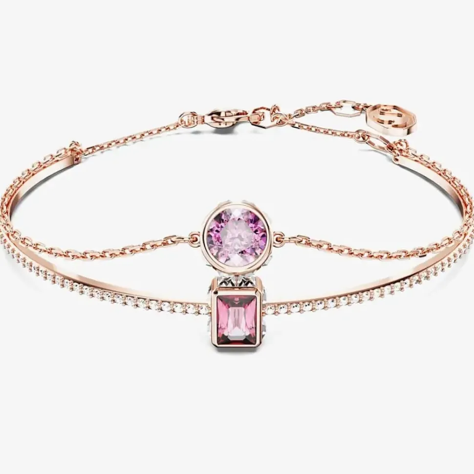 Stilla Pink Mixed Cuts Rose Gold Tone Plated Bangle 5668243 (M)
