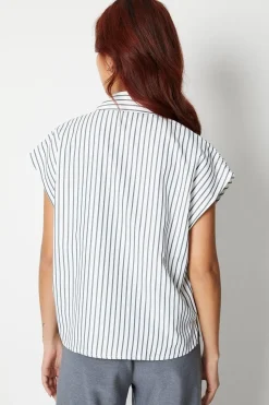 Stipe Button Through Boxy Shirt