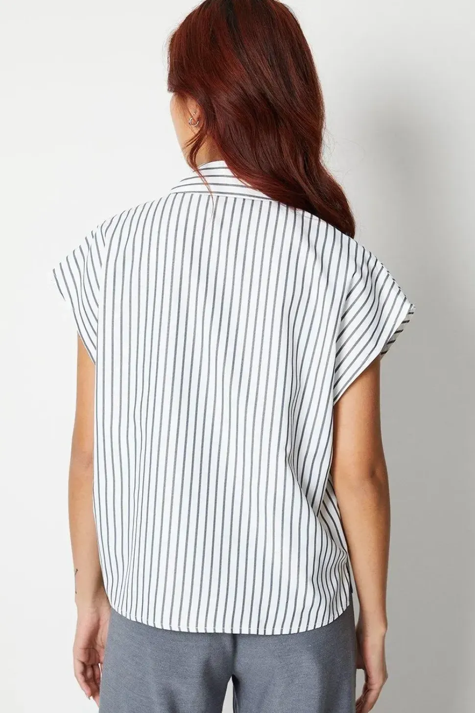 Stipe Button Through Boxy Shirt
