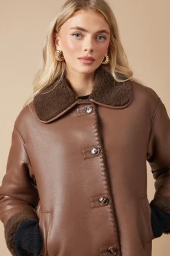 Stitch Detail Shearling Bonded Jacket