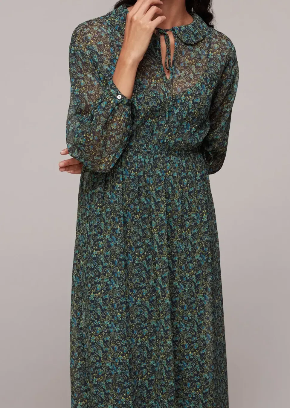 Stitch Floral Print Midi Dress-