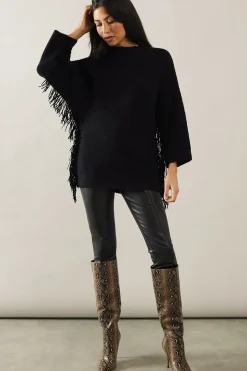 Stitchy Fringe Batwing Jumper