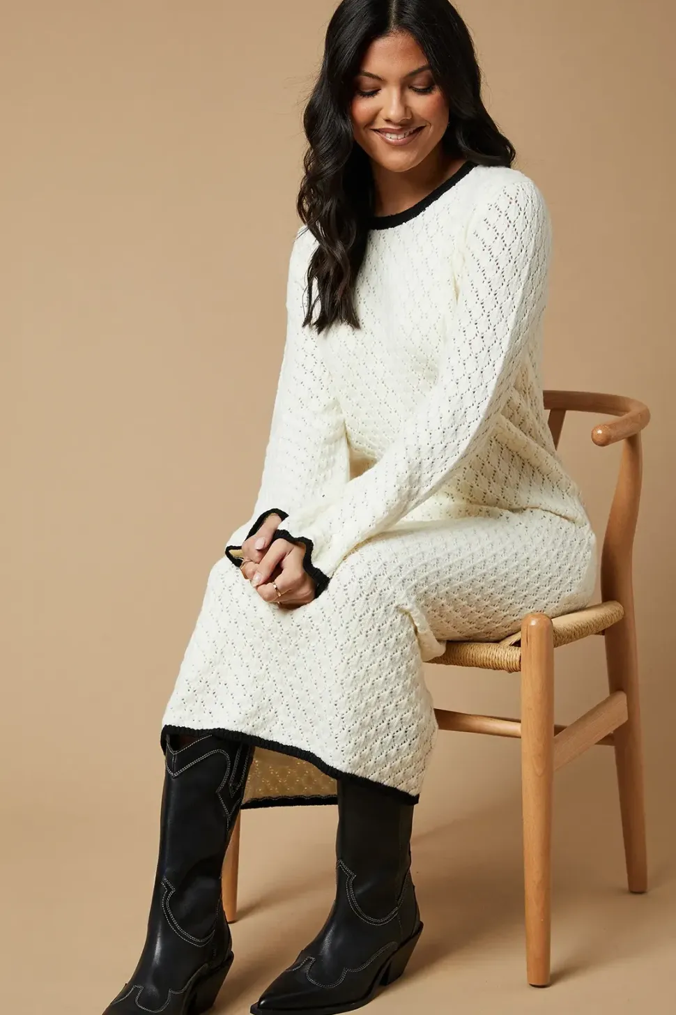 Stitchy Tipped Midi Jumper Dress