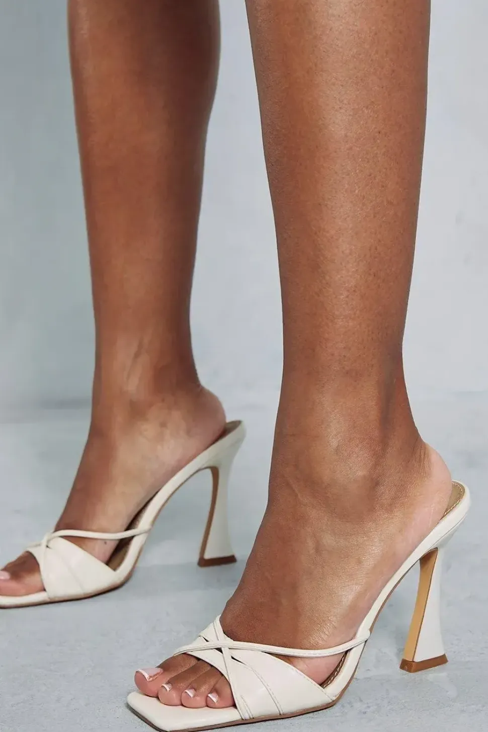 Strappy Square Toe Block Heels