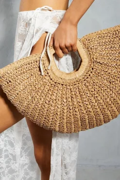 Straw Half Moon Bag
