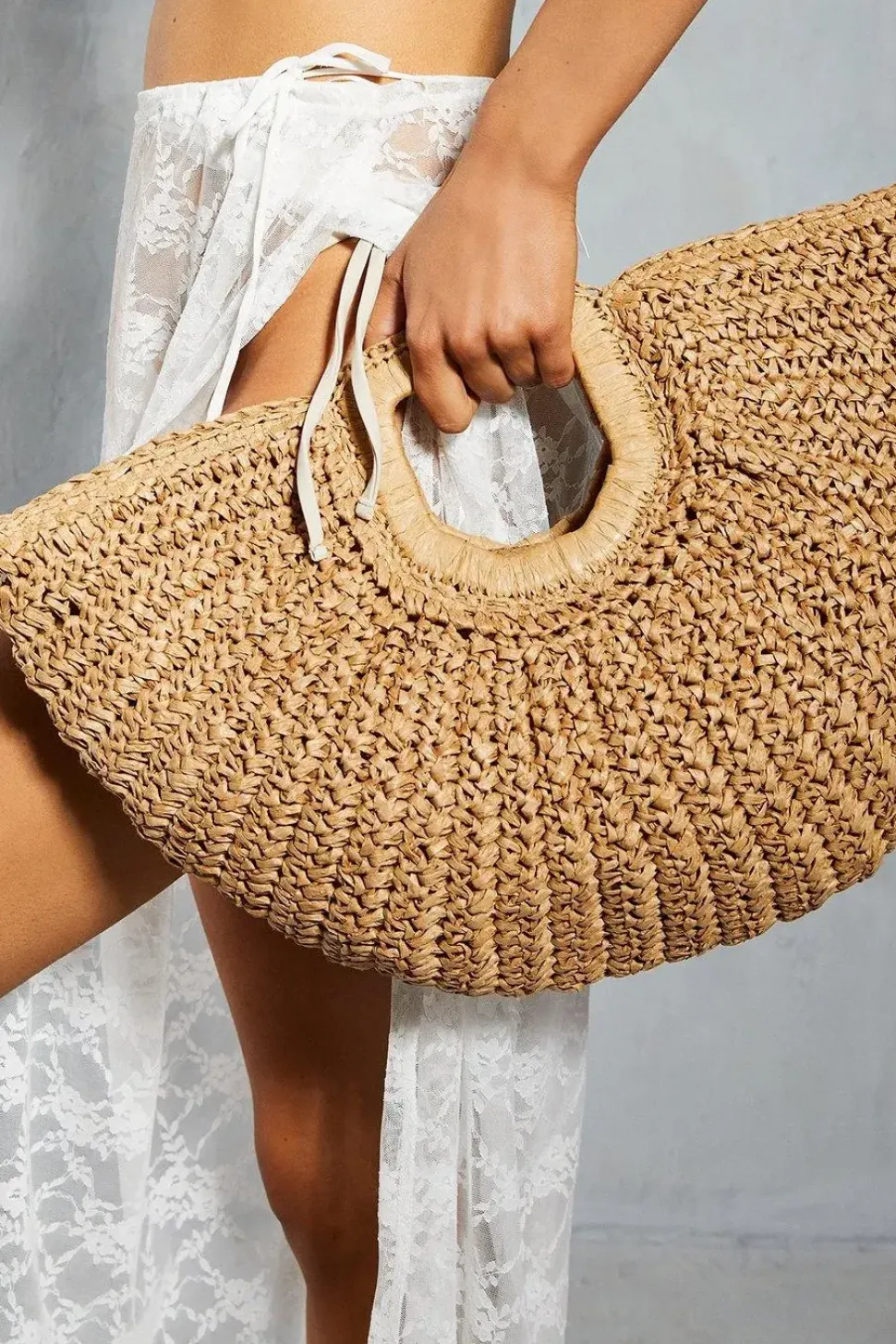 Straw Half Moon Bag