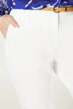 Stretch Cigarette Belted Trousers
