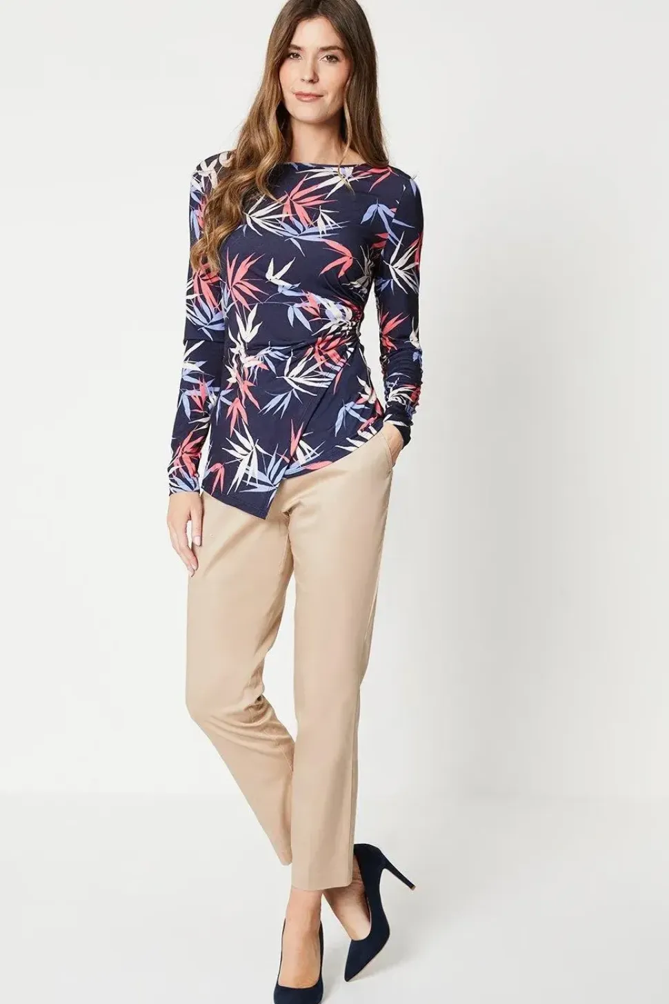 Stretch Cigarette Belted Trousers
