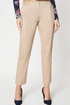 Stretch Cigarette Belted Trousers