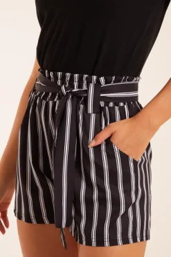 Stripe Belted Shorts