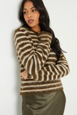 Stripe Brushed Knitted Jumper