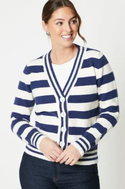 Stripe Button Front Cardigan