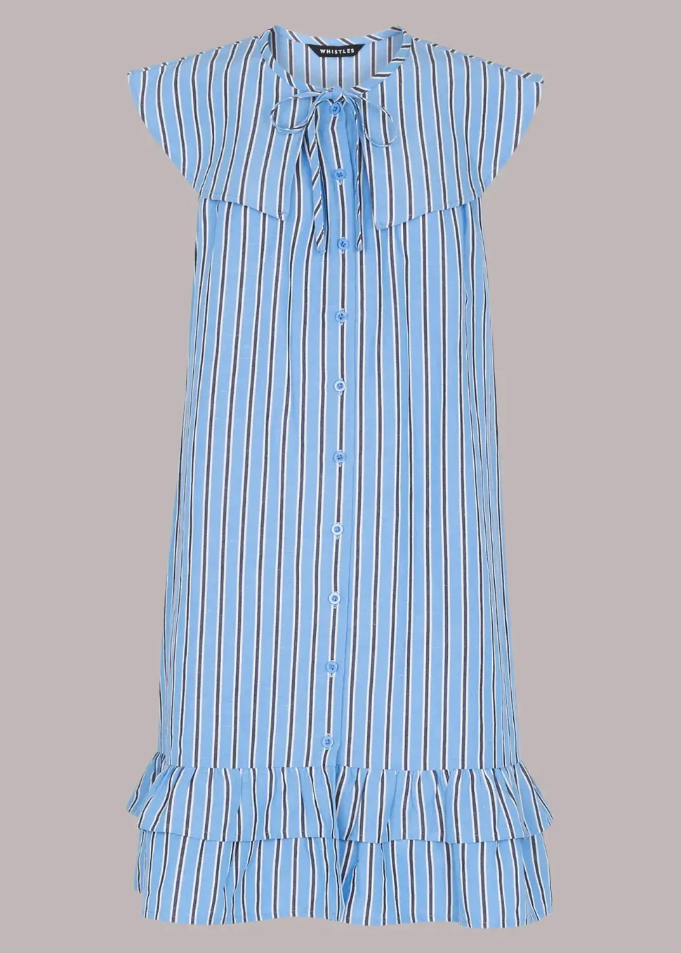 Stripe Collar Trapeze Dress-Striped