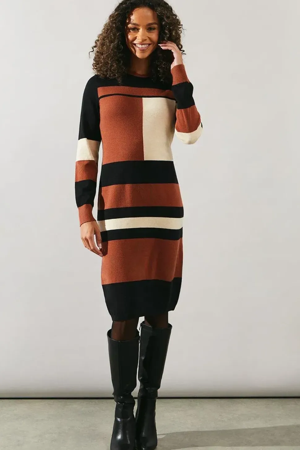 Stripe Colourblock Knitted Mini Dress