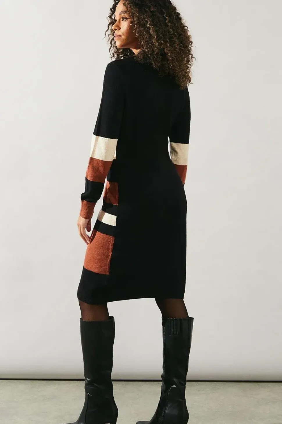 Stripe Colourblock Knitted Mini Dress