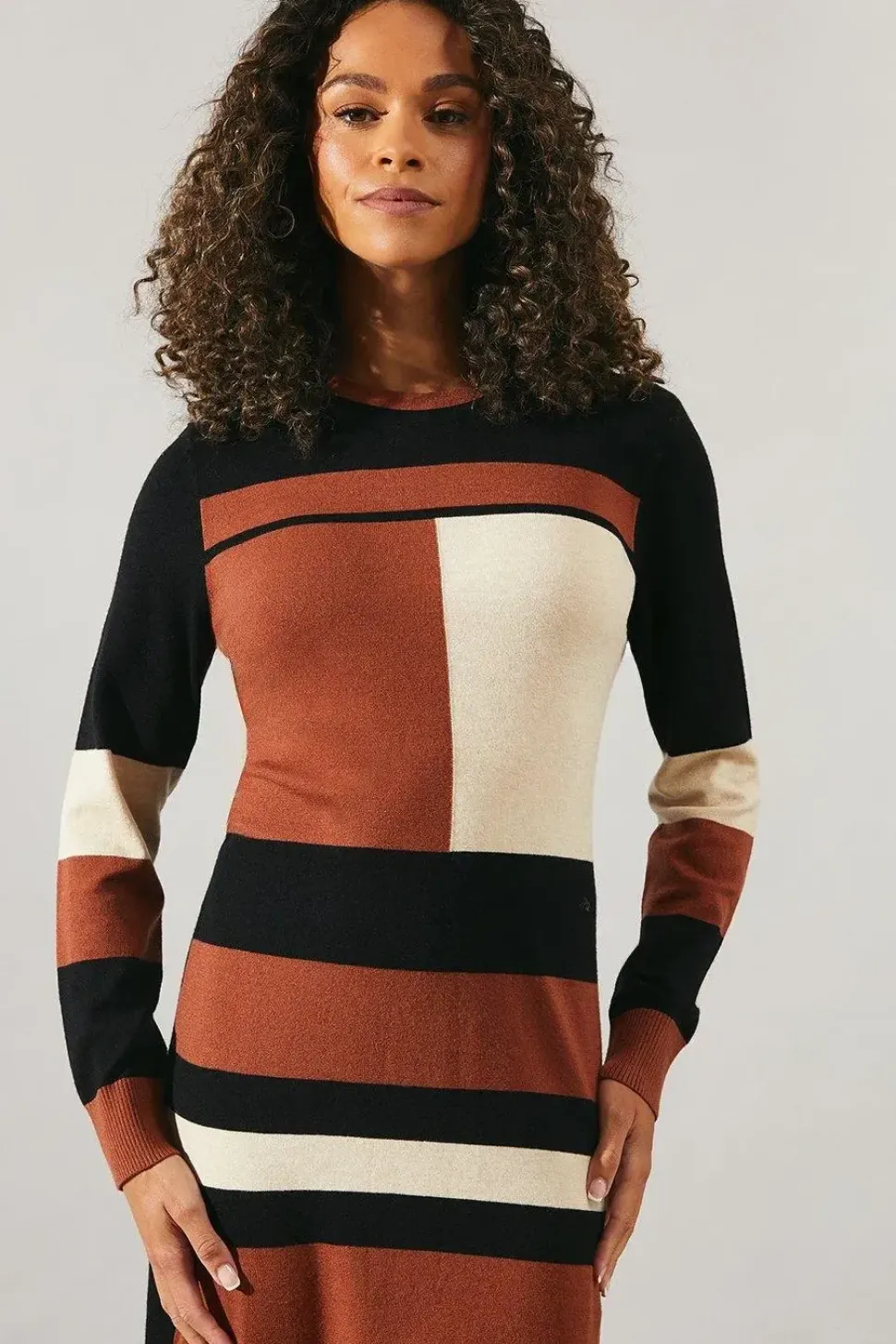 Stripe Colourblock Knitted Mini Dress