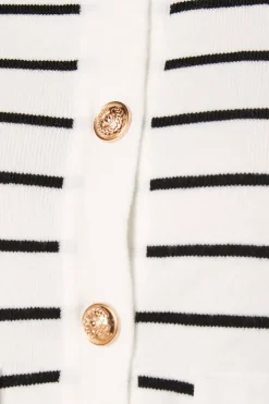 Striped Collared Button Down Knitted Jacket