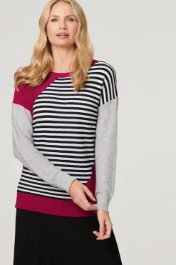 Striped Colour Block Knit Jumper