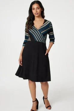 Striped Colour Block Skater Dress