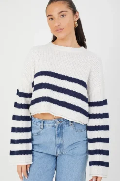 Striped Cropped Knitted Jumper