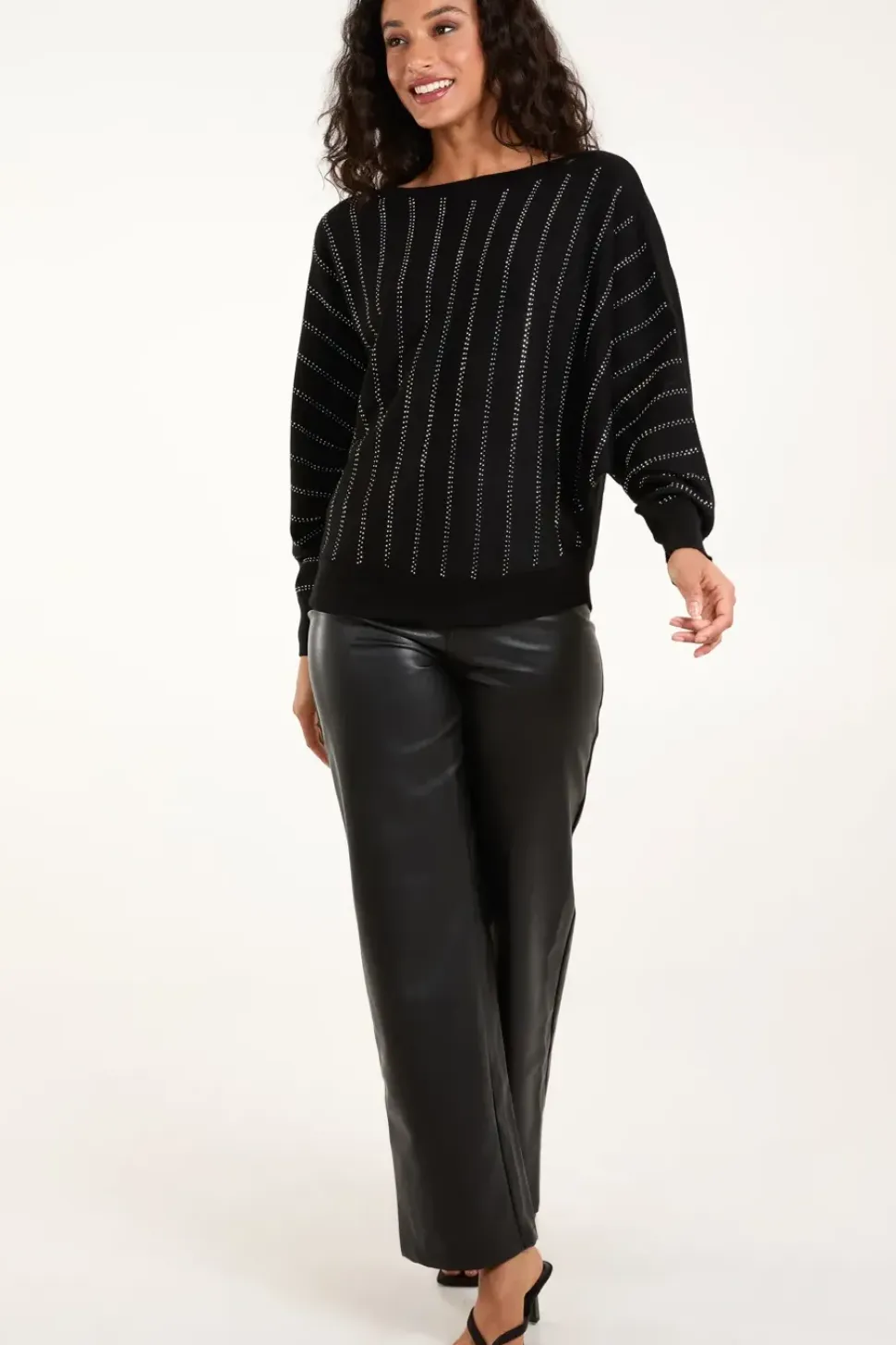 Striped Diamante Batwing Jumper