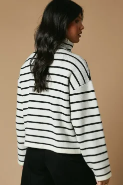Striped Double Breasted Knitted Jacket
