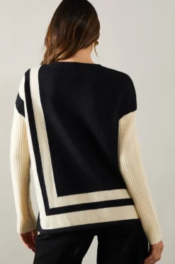 Striped Edge Crew Neck Poncho