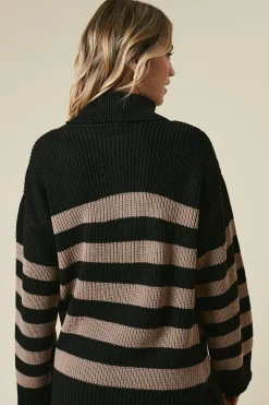 Striped High Neck Oversized Jumper