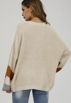 Striped Jumper In Beige & Peach Pink & Camel