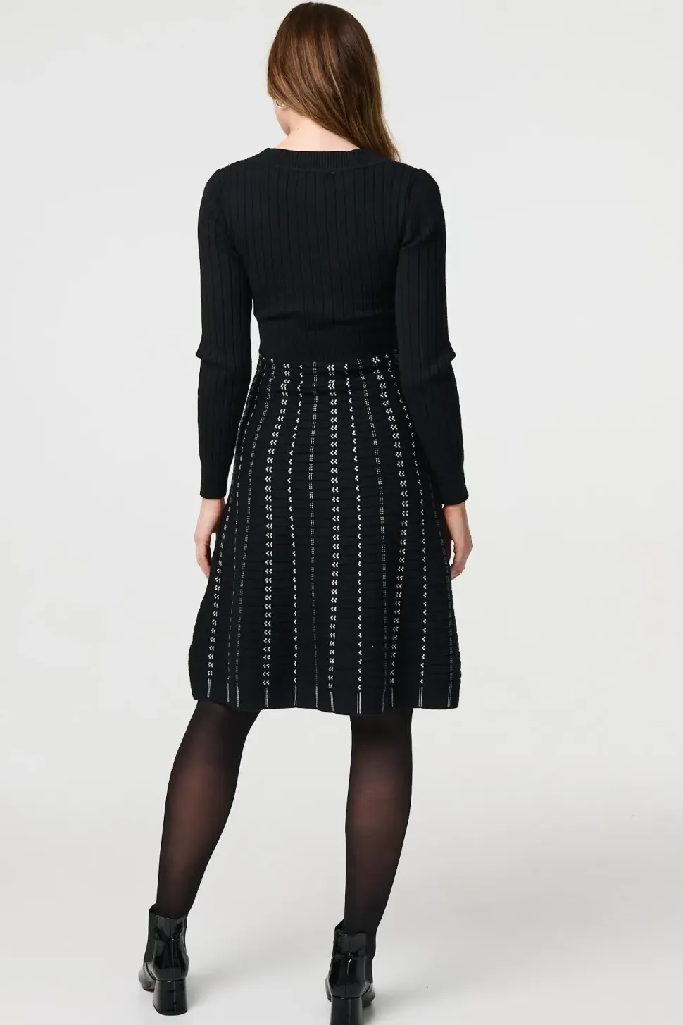 Striped Long Sleeve Midi Knit Dress