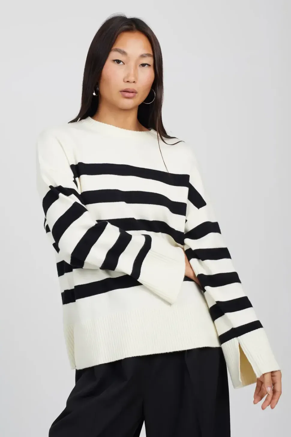 Striped Loose Fit Jumper with Wide Sleeves