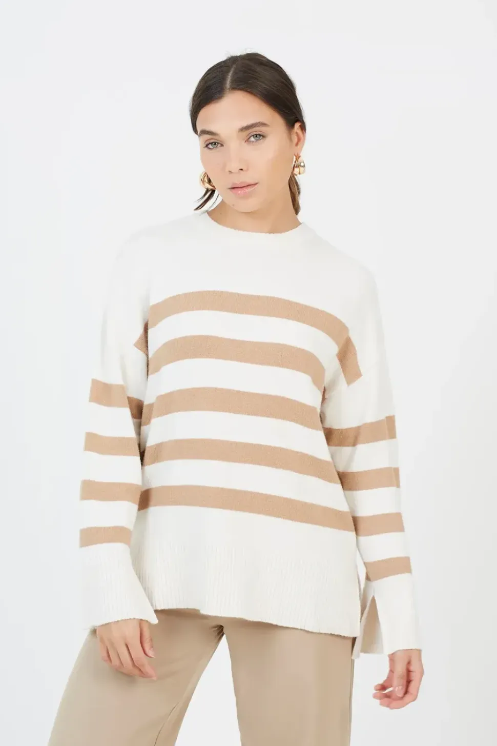 Striped Loose Fit Jumper with Wide Sleeves