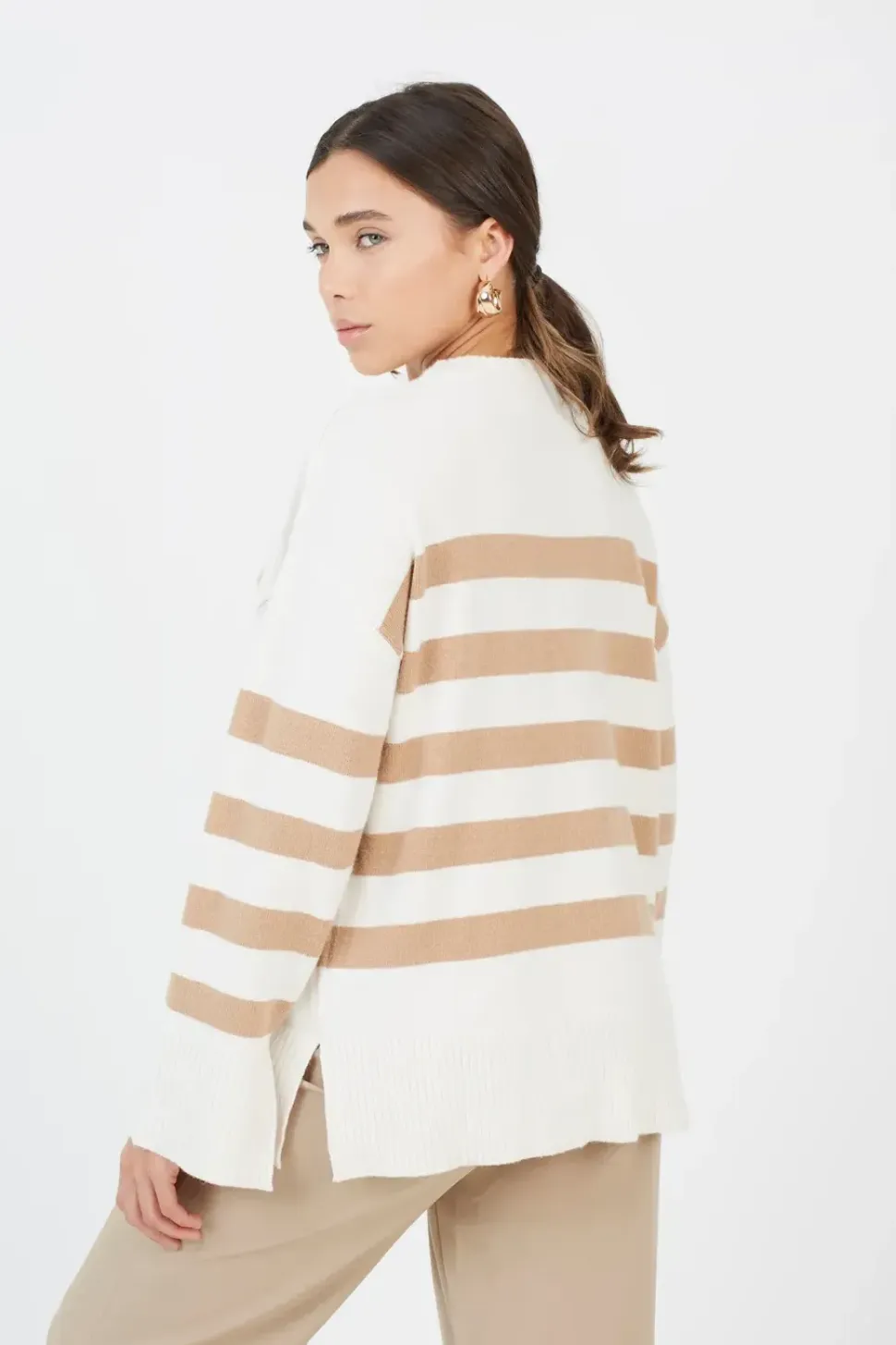 Striped Loose Fit Jumper with Wide Sleeves