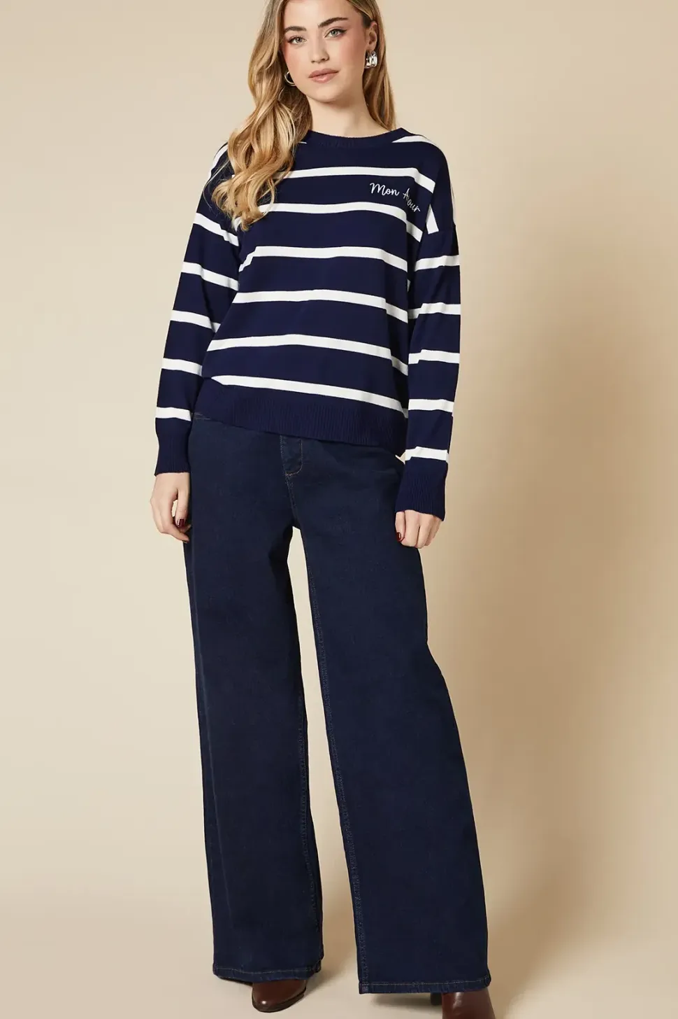 Striped Mon Amour Crew Neck Jumper