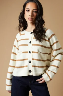 Striped Pocket Front Cardigan