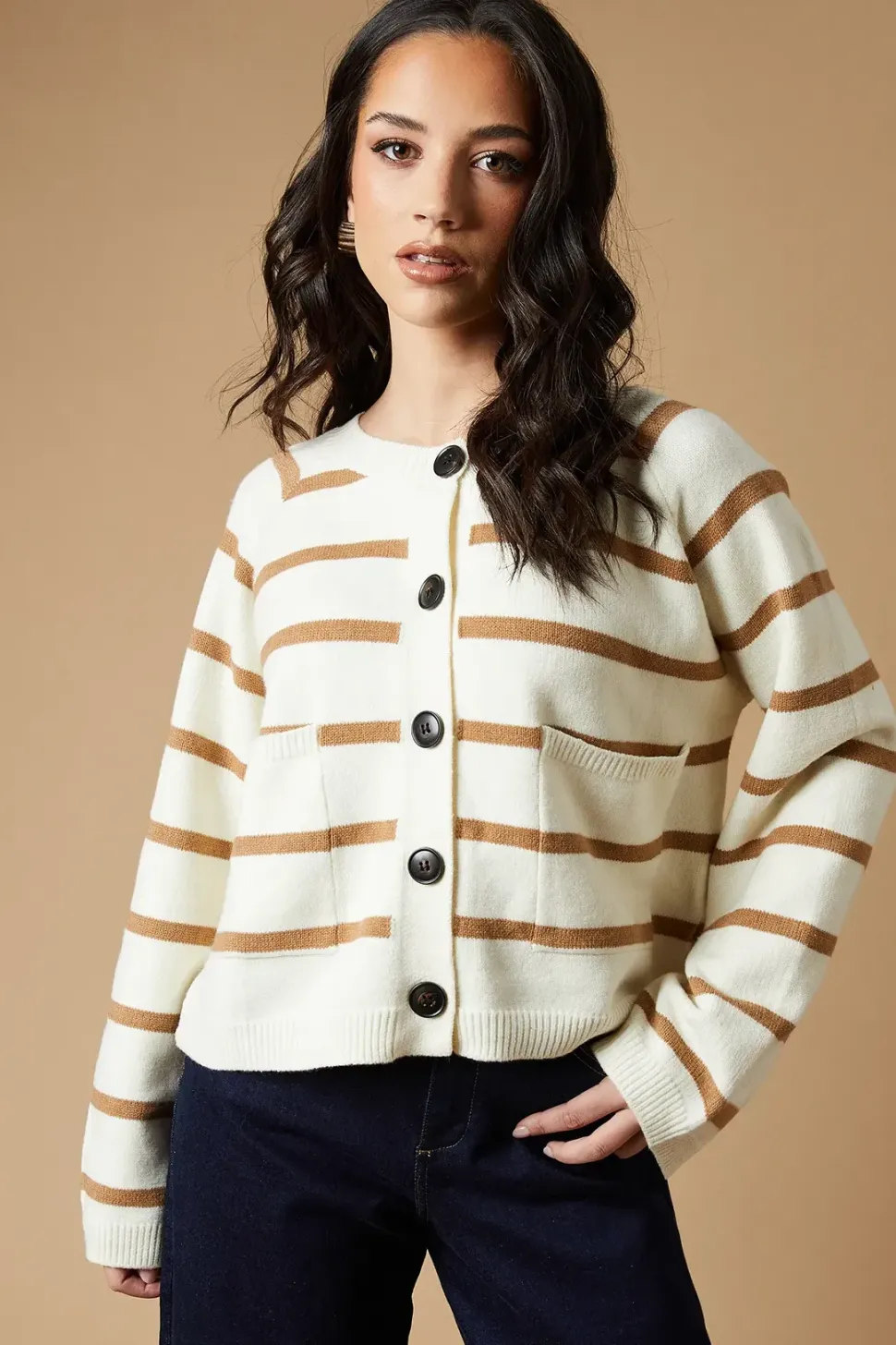 Striped Pocket Front Cardigan