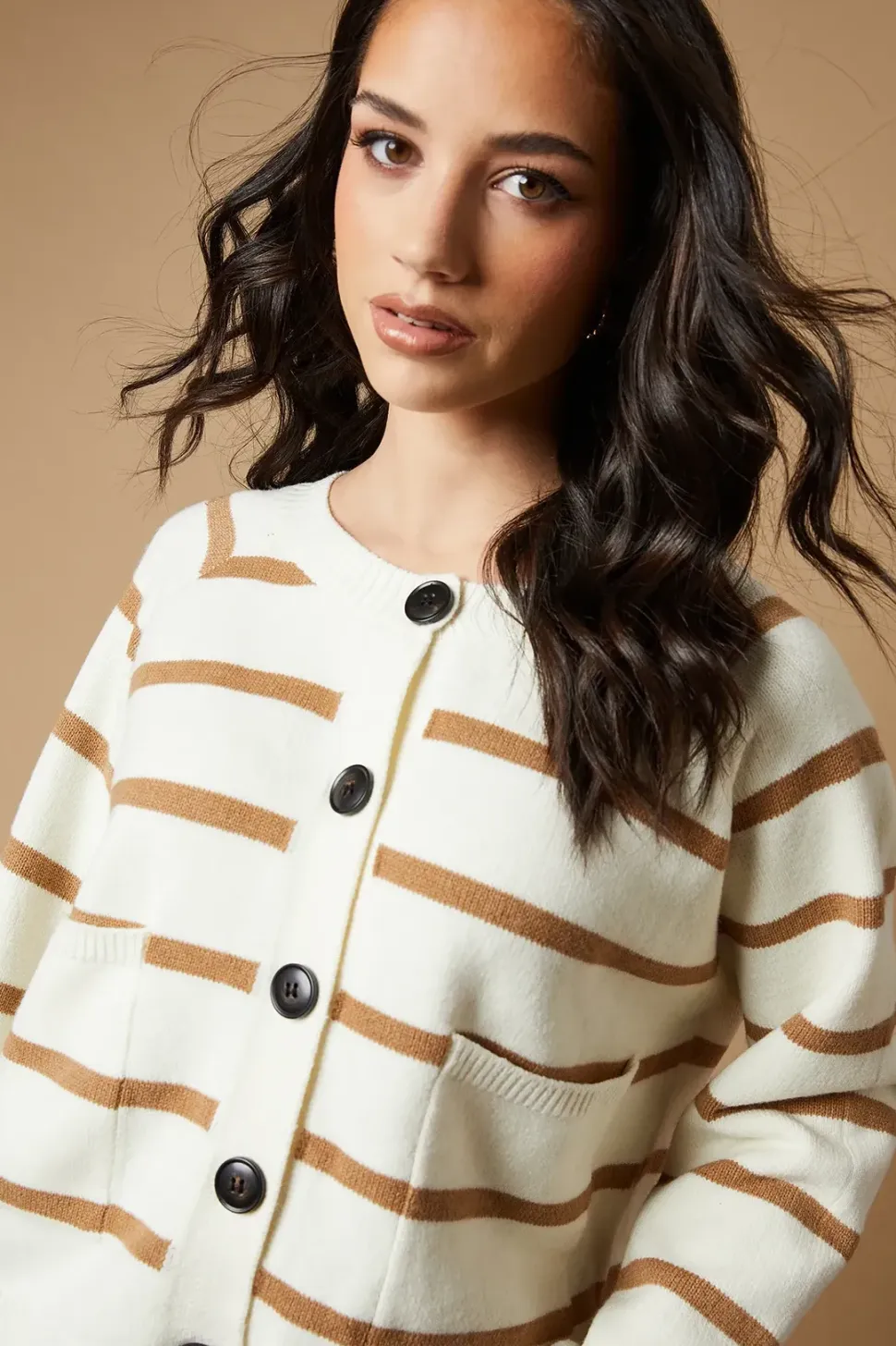 Striped Pocket Front Cardigan