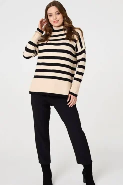Striped Relaxed Roll Neck Jumper