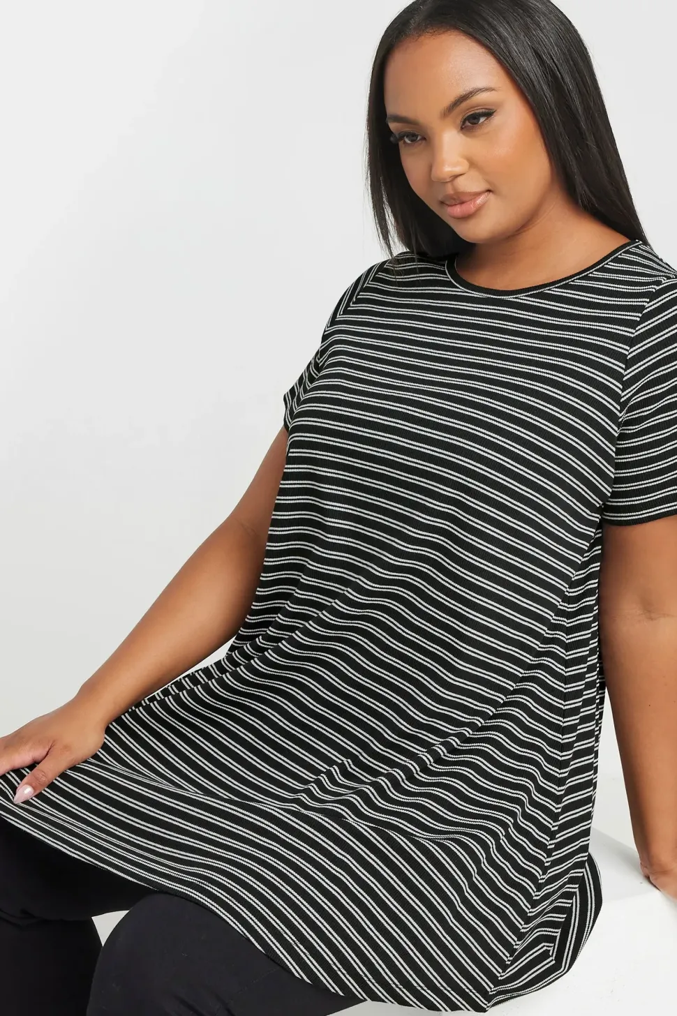 Striped Ribbed Swing Top