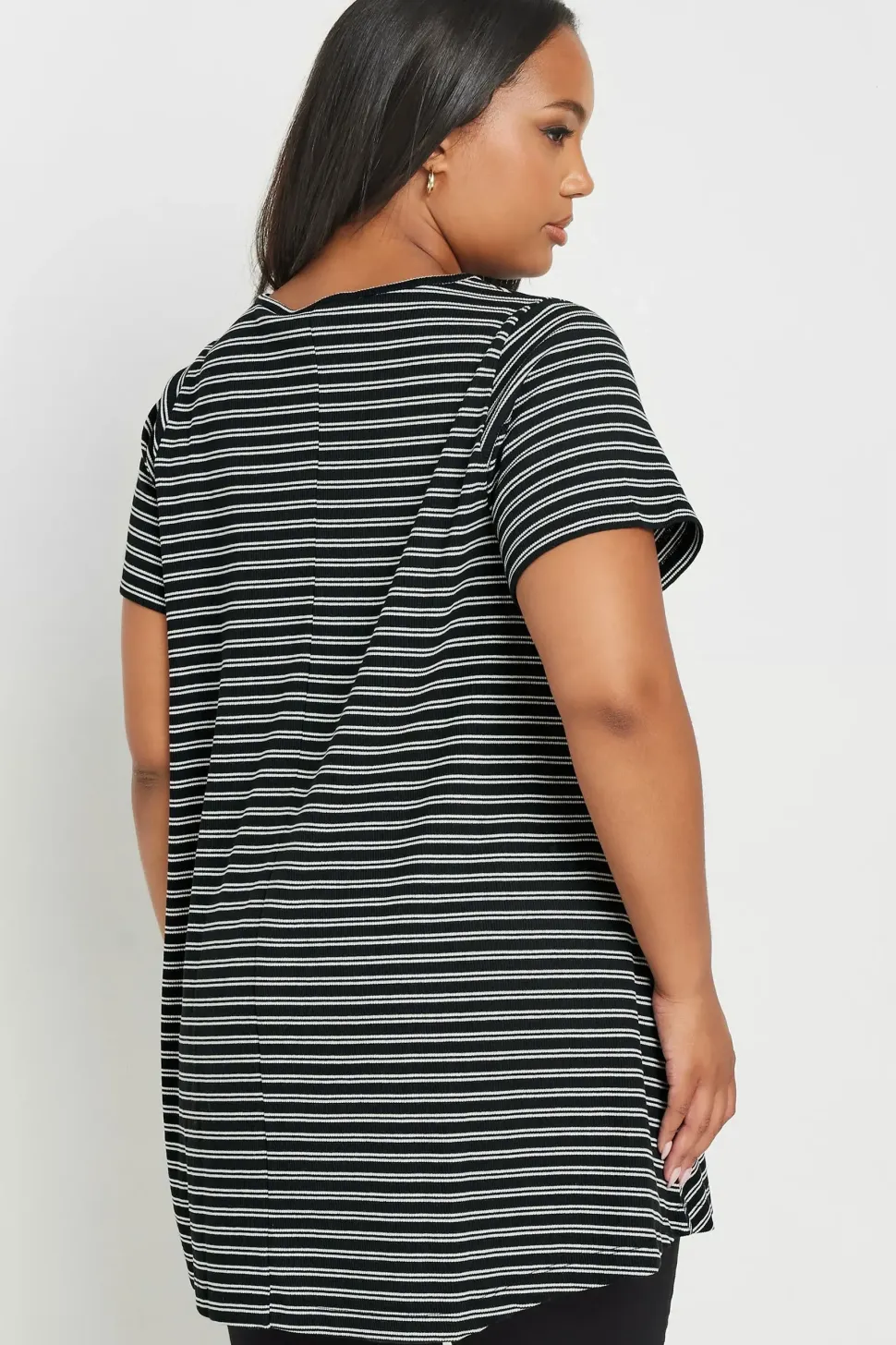 Striped Ribbed Swing Top