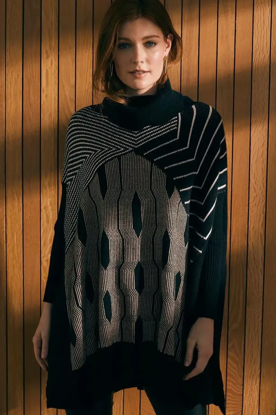 Striped Roll Neck Hanky Hem Jumper