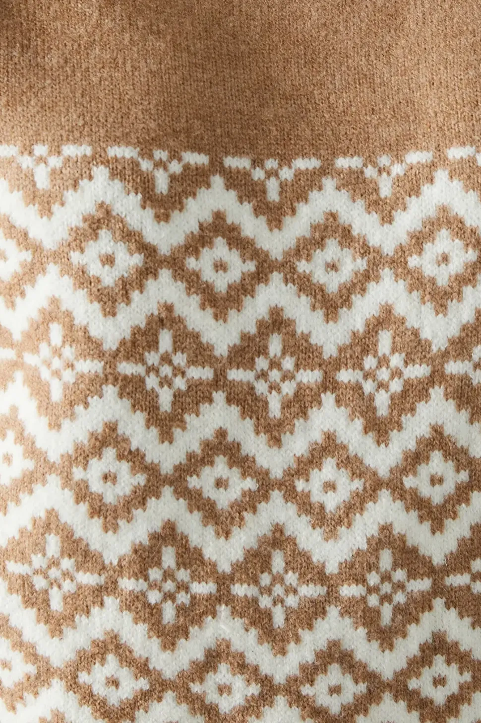 Striped Sleeve Fairisle Front Roll Neck Jumper