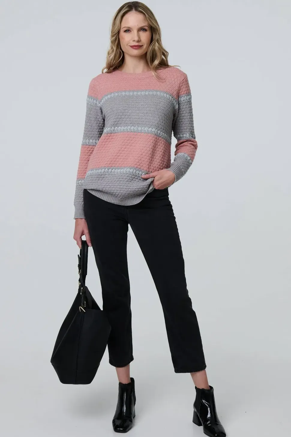 Striped Texture Slim Jumper