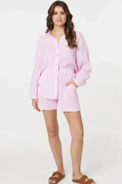Striped Tie Waist Relaxed Shorts
