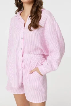Striped Tie Waist Relaxed Shorts