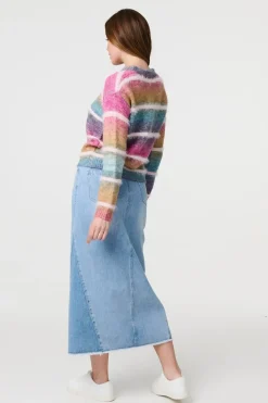 Striped V-Neck Relaxed Knit Jumper