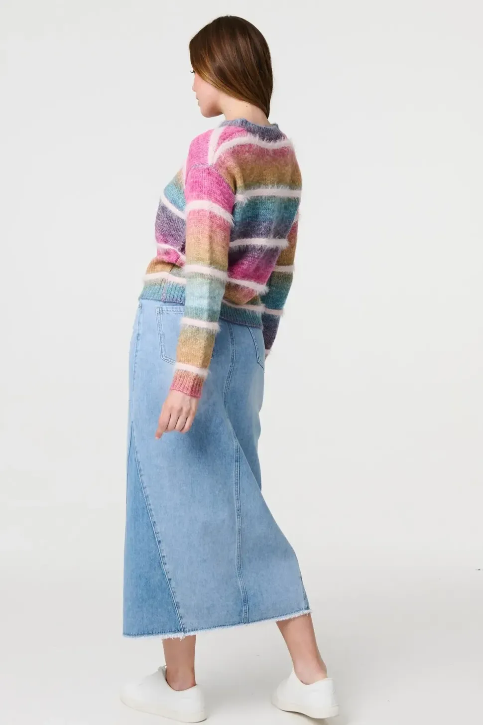 Striped V-Neck Relaxed Knit Jumper