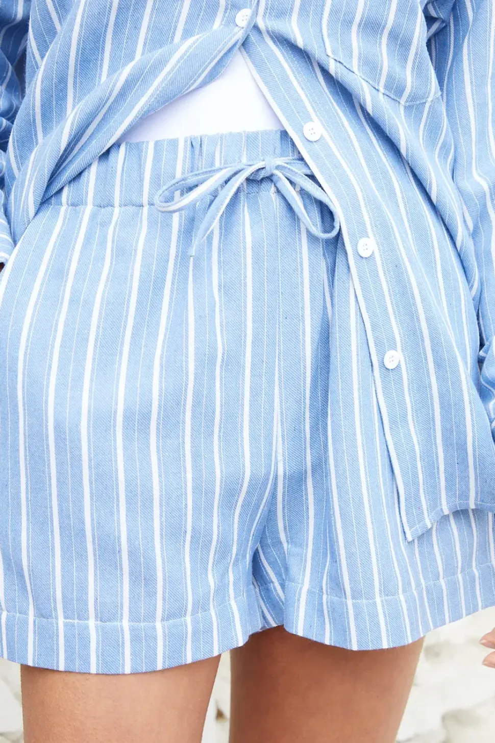 Striped 'Paddie' Cotton Blend Drawcord Shorts
